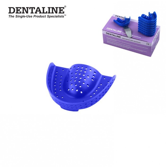 DENTALINE Disposable impression trays dark blue, regular upper size L fig. 11 (Pack of 25 pieces)