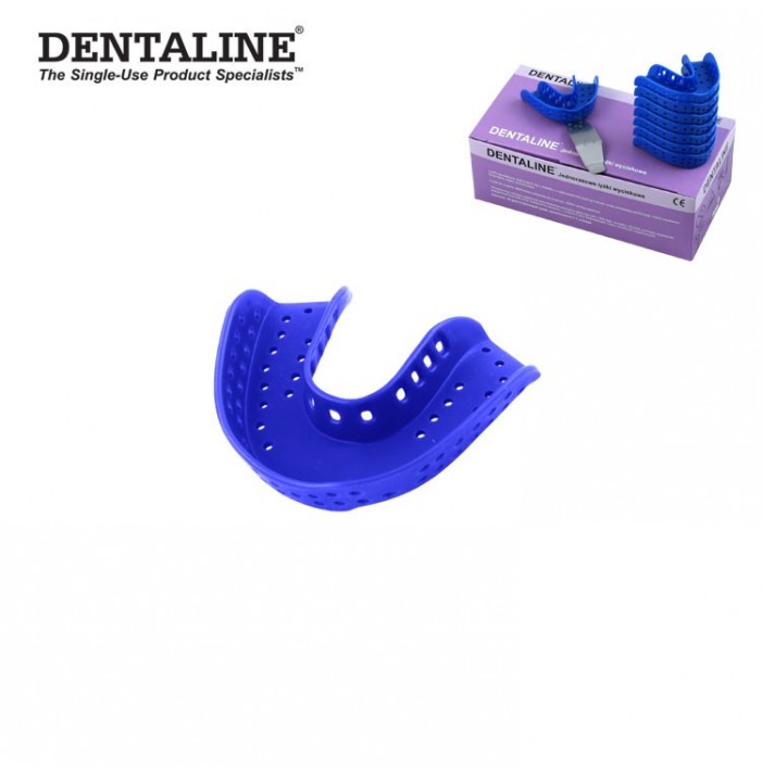 DENTALINE Disposable impression trays dark blue, regular lower size L fig. 12 (Pack of 25 pieces)