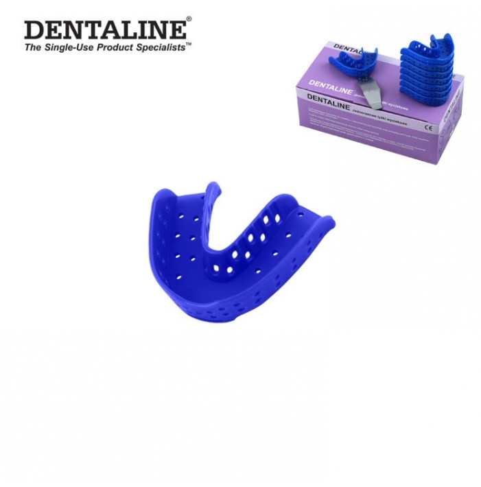 DENTALINE Disposable impression trays dark blue, regular lower size M fig. 14 (Pack of 25 pieces)