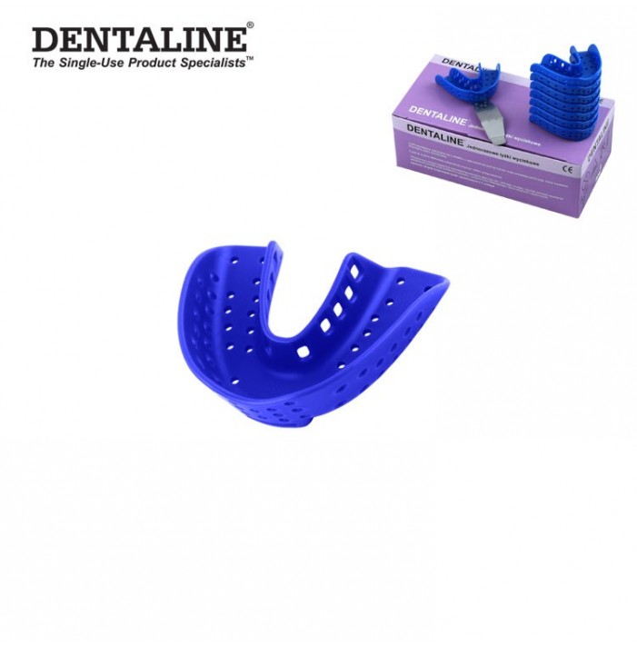 DENTALINE Disposable impression trays dark blue, orthodontic lower size L fig. 16 (Pack of 25 pieces)