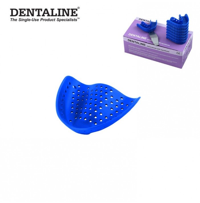 DENTALINE Disposable impression trays blue, edentulous upper size L fig. 3 (Pack of 25 pieces)