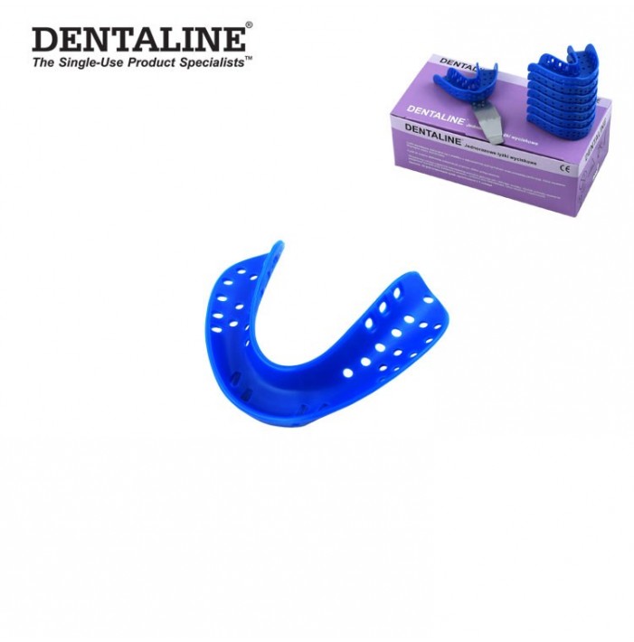 DENTALINE Disposable impression trays blue, edentulous lower size L fig. 4 (Pack of 25 pieces)