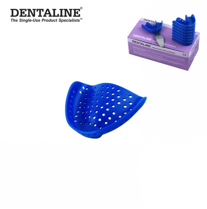 DENTALINE Disposable impression trays blue, edentulous upper size M fig. 5 (Pack of 25 pieces)