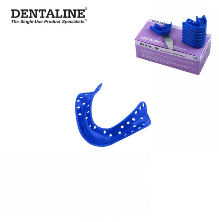 DENTALINE Disposable impression trays blue, edentulous lower size M fig. 6 (Pack of 25 pieces)