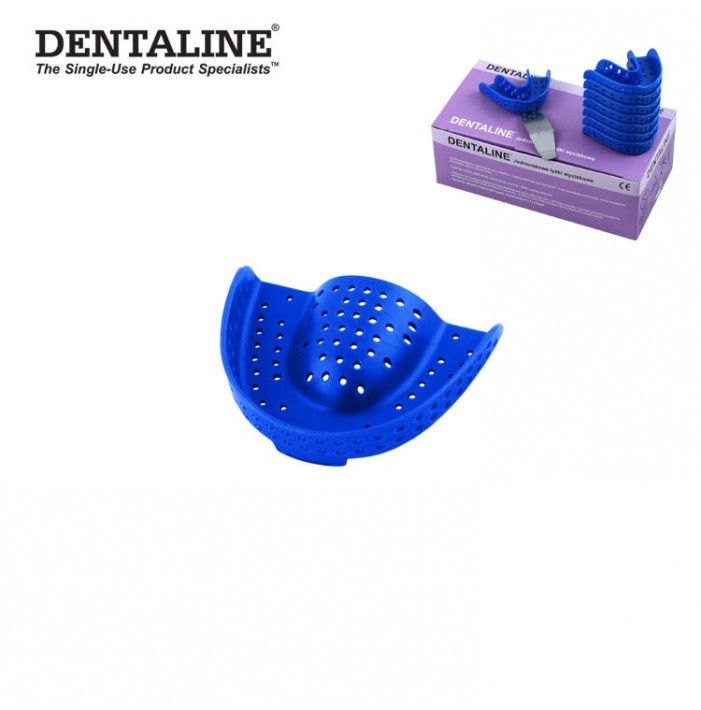 DENTALINE Disposable impression trays blue, regular upper size L fig. 11 (Pack of 25 pieces)
