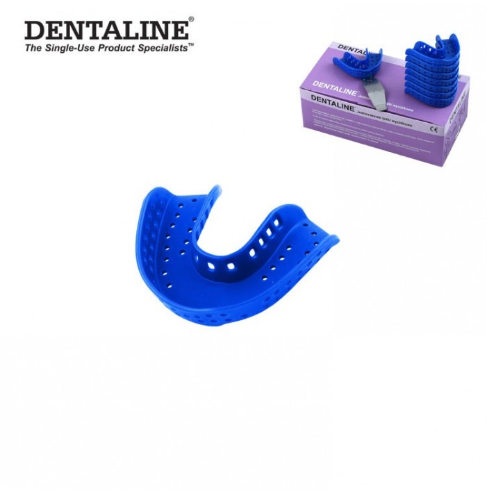 DENTALINE Disposable impression trays blue, regular lower size L fig. 12 (Pack of 25 pieces)