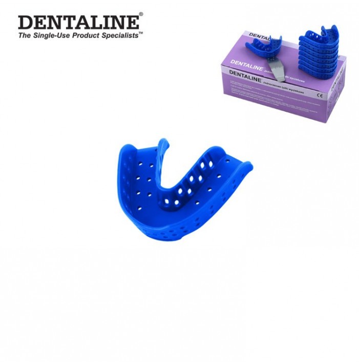 DENTALINE Disposable impression trays blue, regular lower size M fig. 14 (Pack of 25 pieces)