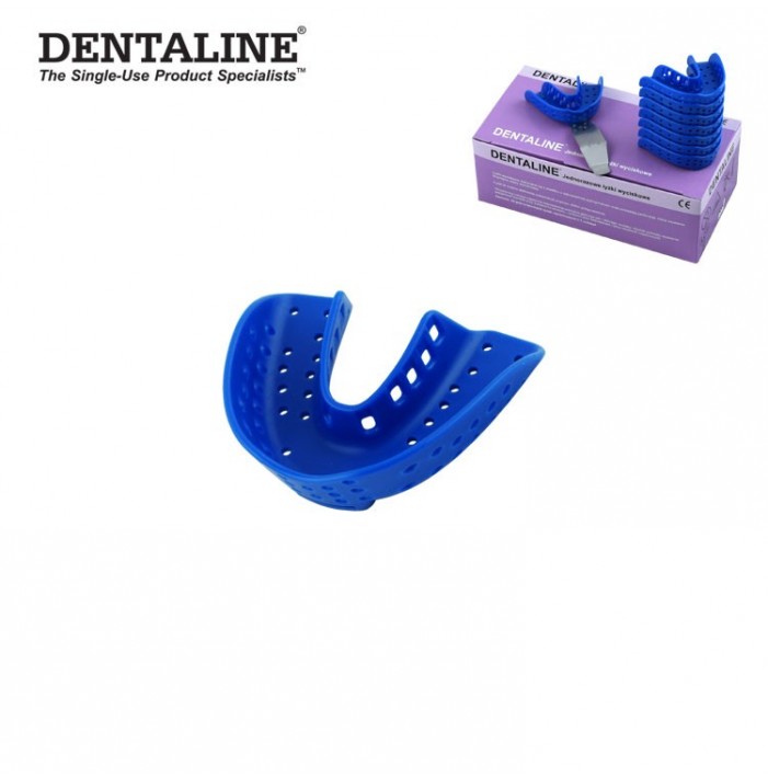 DENTALINE Disposable impression trays blue, orthodontic lower size L fig. 16 (Pack of 25 pieces)