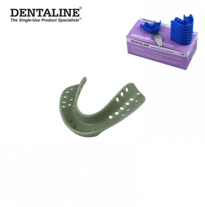 DENTALINE Disposable impression trays olive, edentulous lower size L fig. 4 (Pack of 25 pieces)