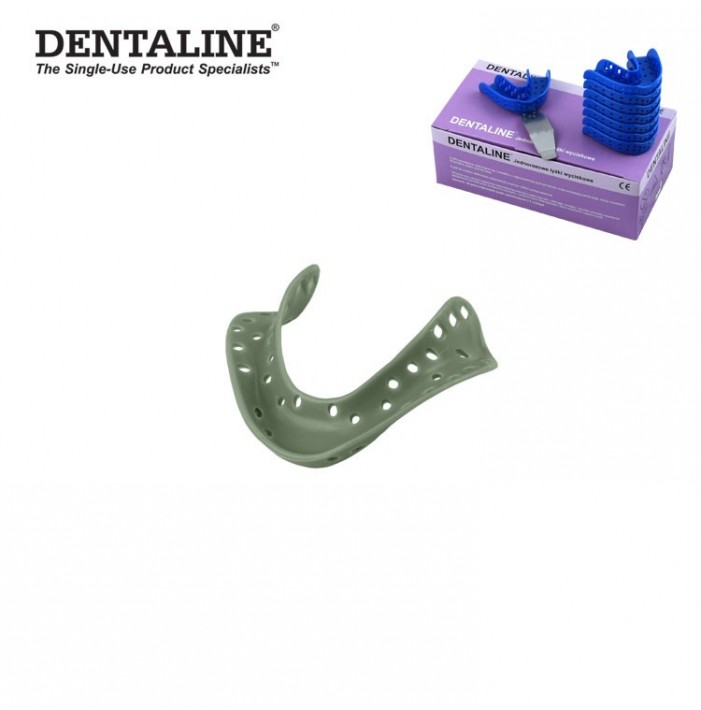 DENTALINE Disposable impression trays olive, edentulous lower size M fig. 6 (Pack of 25 pieces)
