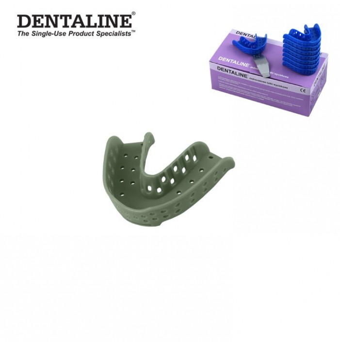 DENTALINE Disposable impression trays olive, regular lower size M fig. 14 (Pack of 25 pieces)