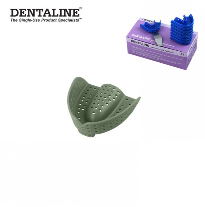 DENTALINE Disposable impression trays olive, orthodontic upper size L fig. 15 (Pack of 25 pieces)