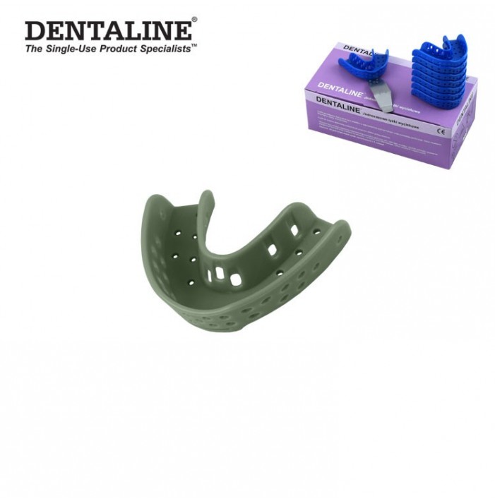 DENTALINE Jednorazowa łyżka wyciskowa oliwkowy ortodontyczna dolna roz M fig.18 (25 szt.)