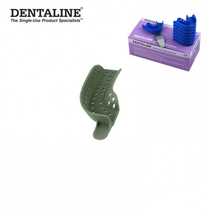DENTALINE Disposable impression trays olive, partial upper left / lower right  fig. 22 (Pack of 25 pieces)