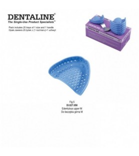 DENTALINE Disposable impression trays light blue, edentulous upper size M fig. 5 (Pack of 25 pieces)