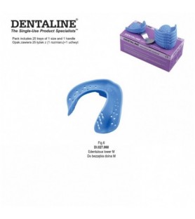 DENTALINE Disposable impression trays light blue, edentulous lower size M fig. 6 (Pack of 25 pieces)
