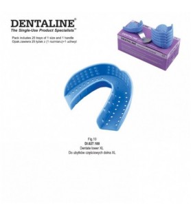 DENTALINE Disposable impression trays light blue, regular lower size XL fig. 10 (Pack of 25 pieces)