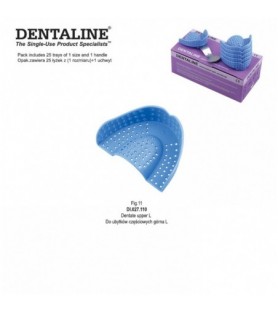 DENTALINE Disposable impression trays light blue, regular upper size L fig. 11 (Pack of 25 pieces)