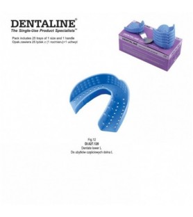 DENTALINE Disposable impression trays light blue, regular lower size L fig. 12 (Pack of 25 pieces)