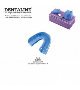 DENTALINE Disposable impression trays light blue, regular lower size M fig. 14 (Pack of 25 pieces)