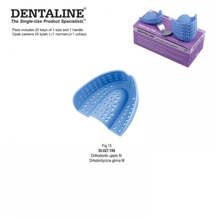 DENTALINE Jednorazowa łyżka wyciskowa ortodontyczna górna roz M fig.15 (25 szt.)