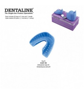 DENTALINE Disposable impression trays light blue, orthodontic lower size L fig. 16 (Pack of 25 pieces)