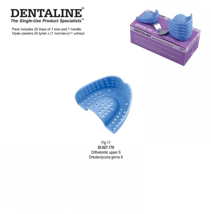 DENTALINE Disposable impression trays light blue, orthodontic upper size M fig. 17 (Pack of 25 pieces)