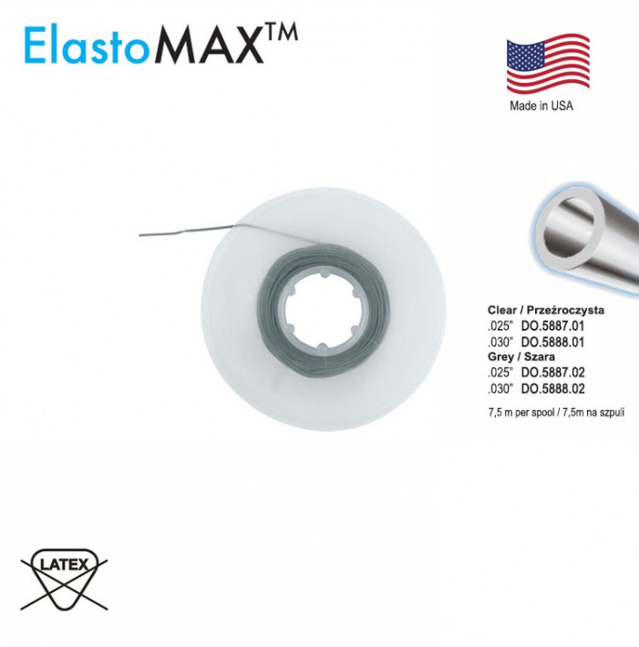 ElastoMax Nić elastyczna, bez lateksu, okrągła pusta, przeźroczysta .030" (7.5m na szpuli)