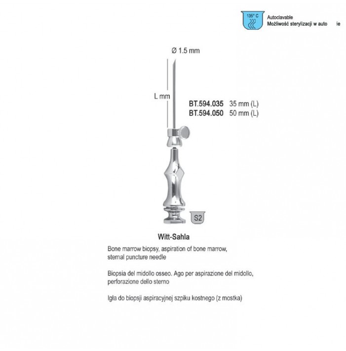 Needle sternal puncture Witt-Sahla ø 1.5mm, 50mm
