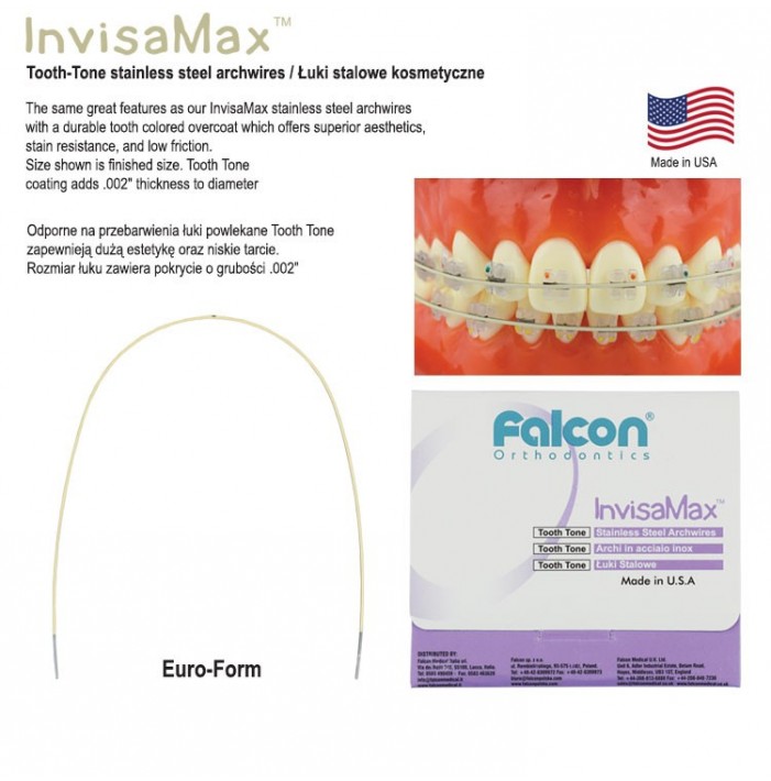 InvisaMax SS Tooth-Tone Euro-Form rectangle archwire lower .016" x .022"
