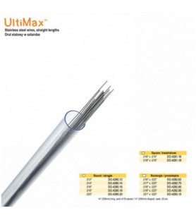 UltiMax Drut stalowy kwadratowy .016 x .016 14 (356mm) długość