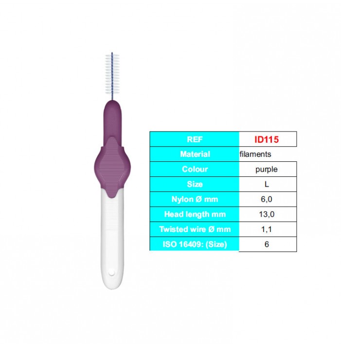 Icon Interdental brushes L-Purple (Pack of 8 pieces)
