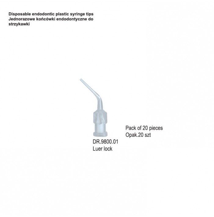 DENTALINE disposable endodontic plastic syringe tips luer lock short (20 pieces)