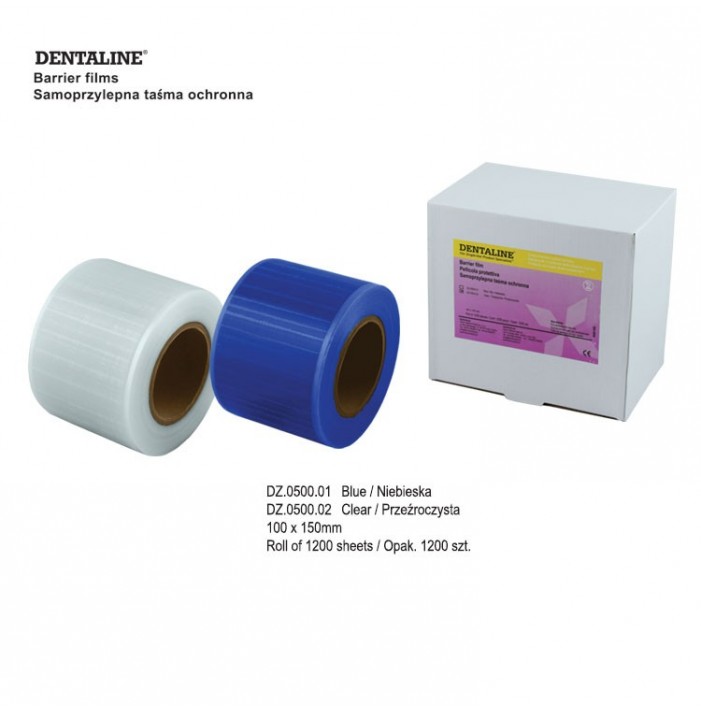 DENTALINE disposable barrier film blue, 100 x 150mm (1200 pieces)