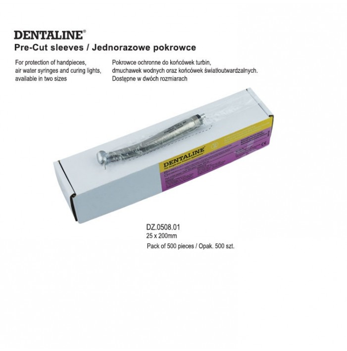 DENTALINE disposable pre-cut sleeves for handpieces 25 x 200 mm (Pack of 500 pieces)