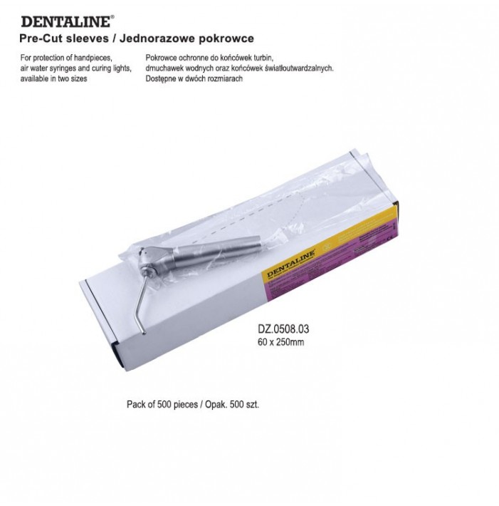 DENTALINE disposable pre-cut sleeves for air water syringe  60 x 250 mm (Pack of 500 pieces)