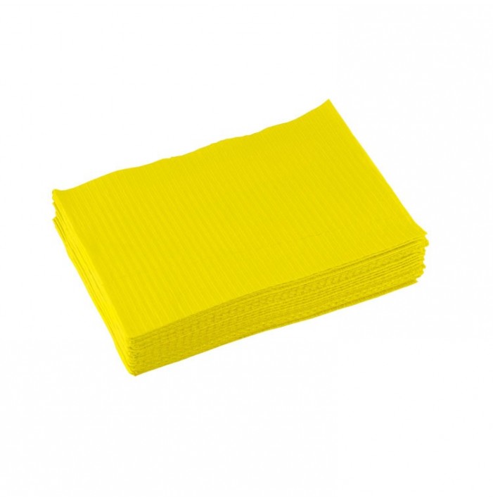 Dental Bibs, 3-ply, 33 x 45 cm, Yellow (Pack of 500 pieces)