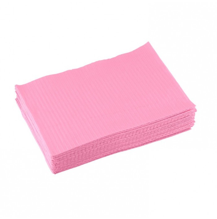 Dental Bibs, 3-ply, 33 x 45 cm, Dusty Rose (Pack of 500 pieces)