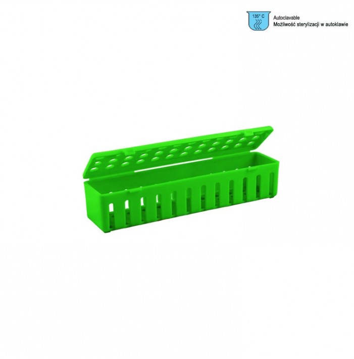 Cassette tray plastic autoclavable green 205 x 50 x 45 mm
