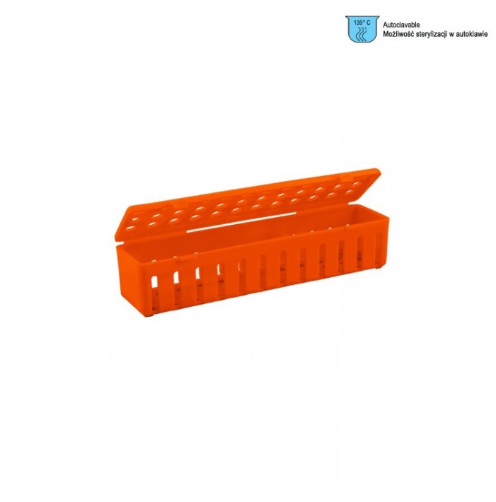 Cassette tray plastic autoclavable orange 205 x 50 x 45 mm
