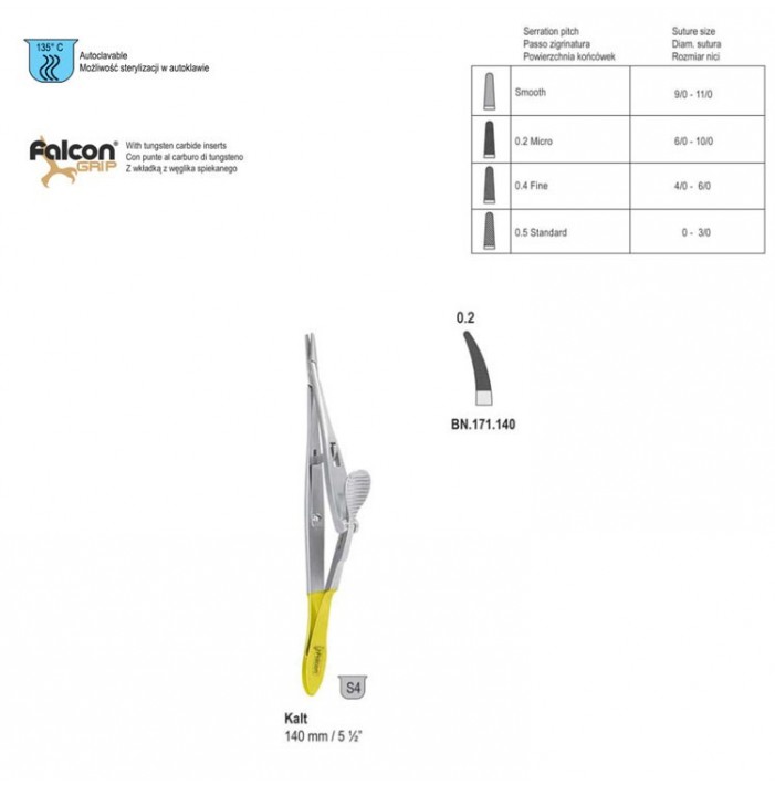 Falcon-Grip Needle holder Kalt curved 140mm TC