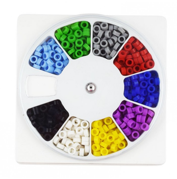 Kolorowe kółka silikonowe do oznaczenia instrumentów, duże, mix kolorów (225sztuk)