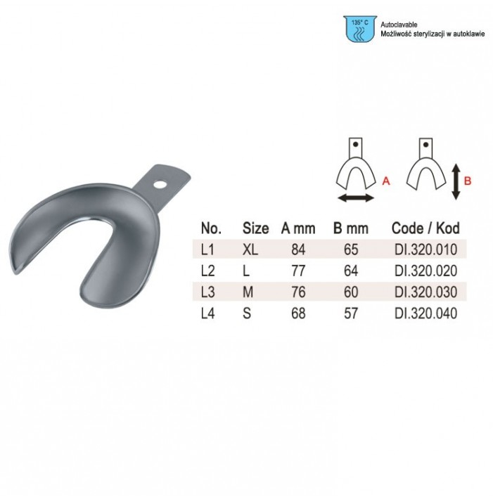 Impression tray edentulous solid lower