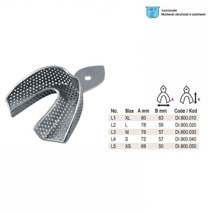 Impression tray regular USA model perforated lower