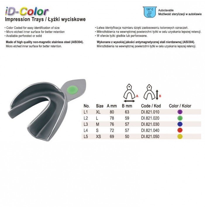 ID-Color Łyżka wyciskowa pełna do ubytków częściowych dolna