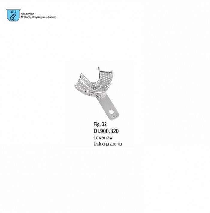 Partial impression tray for crown & bridge work perforated fig. 32