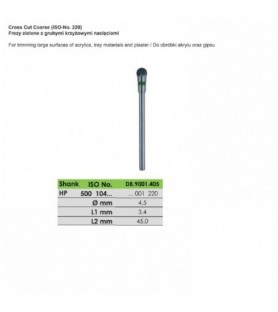 Frezy zielone z grubymi krzyżowymi nacięciami ISO 500 104 001 220 040