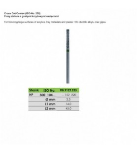 Frezy zielone z grubymi krzyżowymi nacięciami ISO 500 104 001 220 023
