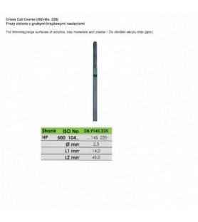 Frezy zielone z grubymi krzyżowymi nacięciami ISO 500 104 145 220 023