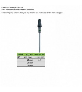 Frezy zielone z grubymi krzyżowymi nacięciami ISO 500 104 201 220 050